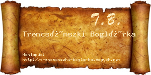 Trencsánszki Boglárka névjegykártya